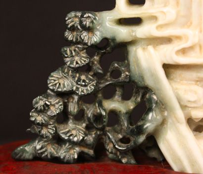 ANTIQUE CHINESE JADE OLD CARVED SLAB JADEITE SCULPTURE SCENIC 