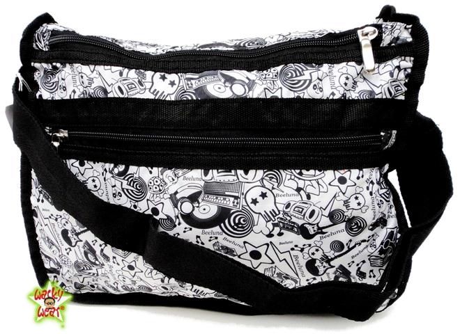 BEELUNA Sling Shoulder Bag Boombox Skulls Stars A4 NEW  