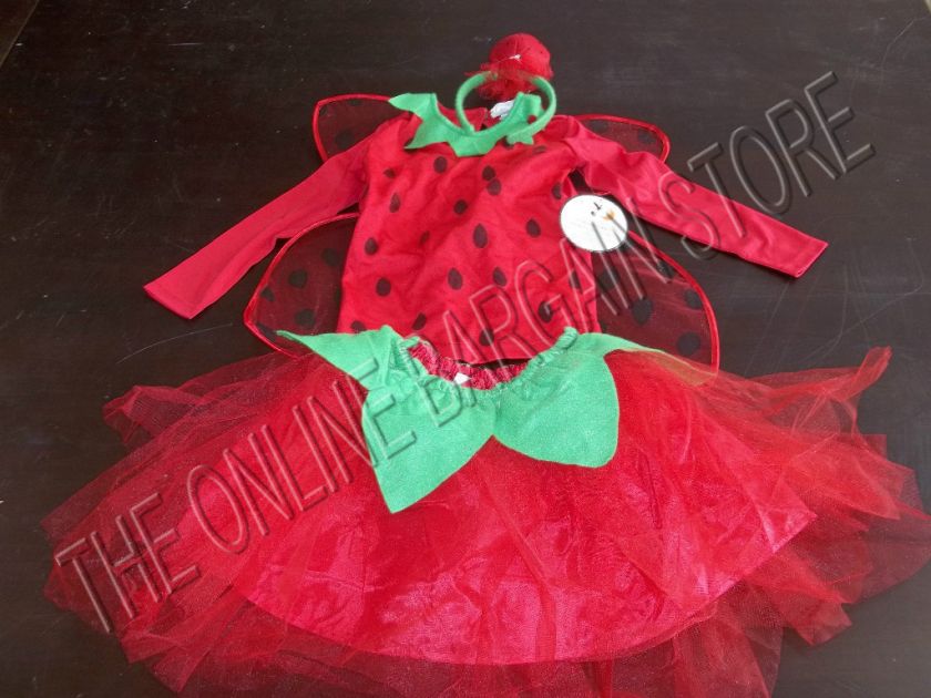 Pottery Barn Kids Halloween School Play Strawberry Fairy Tutu Costume 