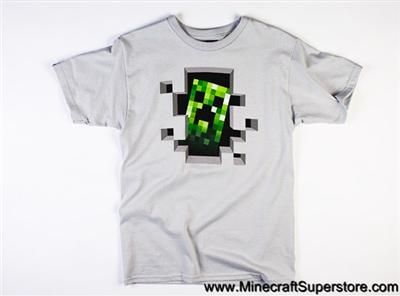 OFFICIAL LICENSED MINECRAFT CREEPER INSIDE GREY MENS T SHIRT SM 3XL 