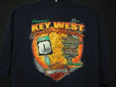 Harley Davidson Key West Florida Navy Blue T Shirt Mens Size LARGE sz 