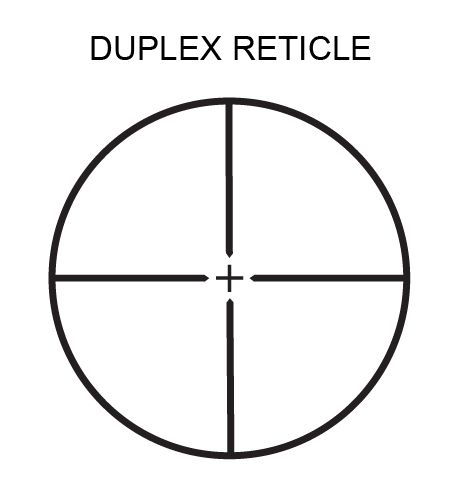 duplex reticle consists of thin crosshairs in the center and four 