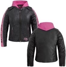   Davidson Womens Black & Pink Comfort Cruiser 3in1 Motorcycle Leather