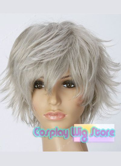 Fashion Anime Cosplay Short Grey Skin Top Hair Wig A368  