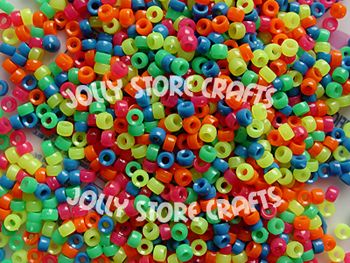 1000 NEON 7mm Mini Pony Beads raver kandy kids crafts  