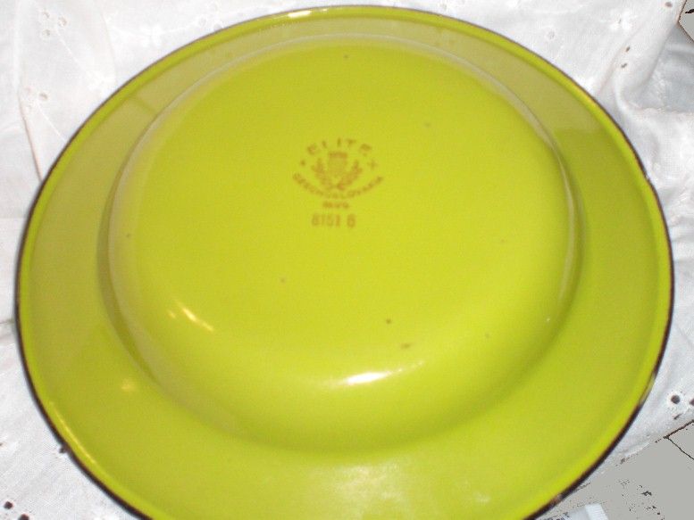 Green Enamelware Vintage Snowman Czecho Childs Elite Bowl 8151 6