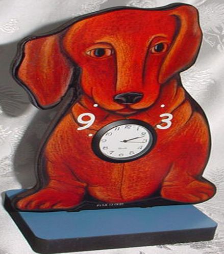 Dachshund Mini Quartz Wooden Desk Clock  