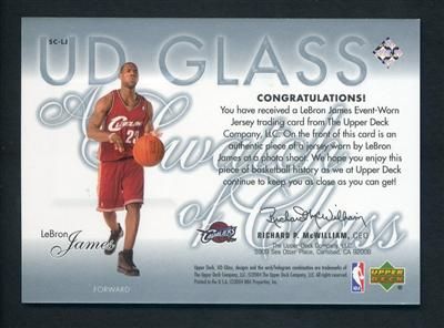 2003 04 UD Glass LeBron James Swatch of Class Rc Jersey  