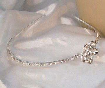 CLEAR RHINESTONE Flower Headband Hair Accessory Bridal  