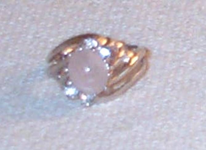Silver Toned Ring with Light Pink Stone, Size 8  