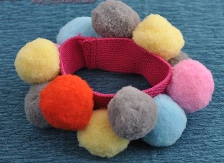 Fashion hot colorful Sphere plush Ball Hair Ring Rope  