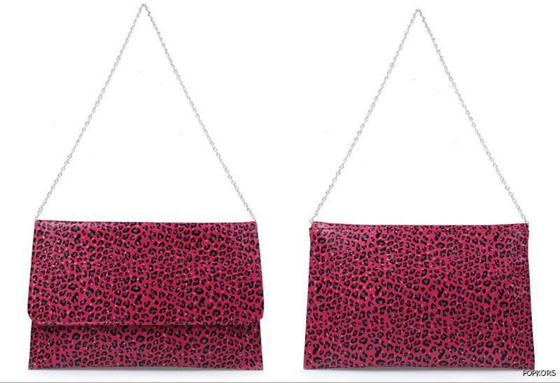 NWT Pink Leopards Oversized Pig Large Clutch Shoulder Purse Evening 