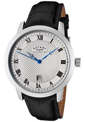 Rotary GS42825/01 Mens Silver Textured Dial Black Lea  