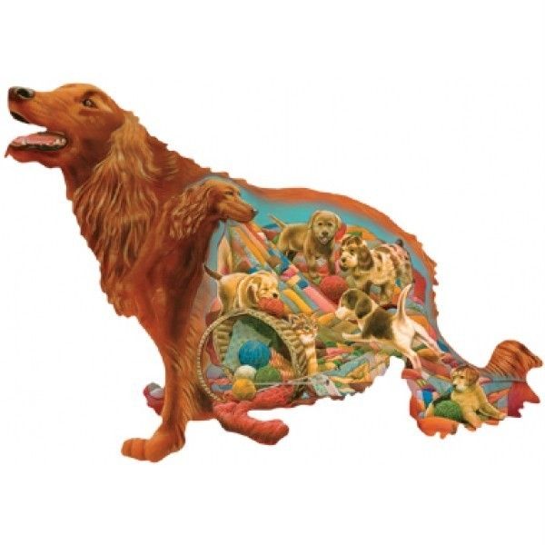 SUNSOUT SHAPED JIGSAW PUZZLE BIG RED DOUG KNUTSON IRISH SETTER  