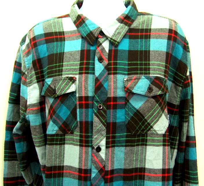 Mens Rusty L/S Point Magu CA Surf Flannel Shirt 2XL  