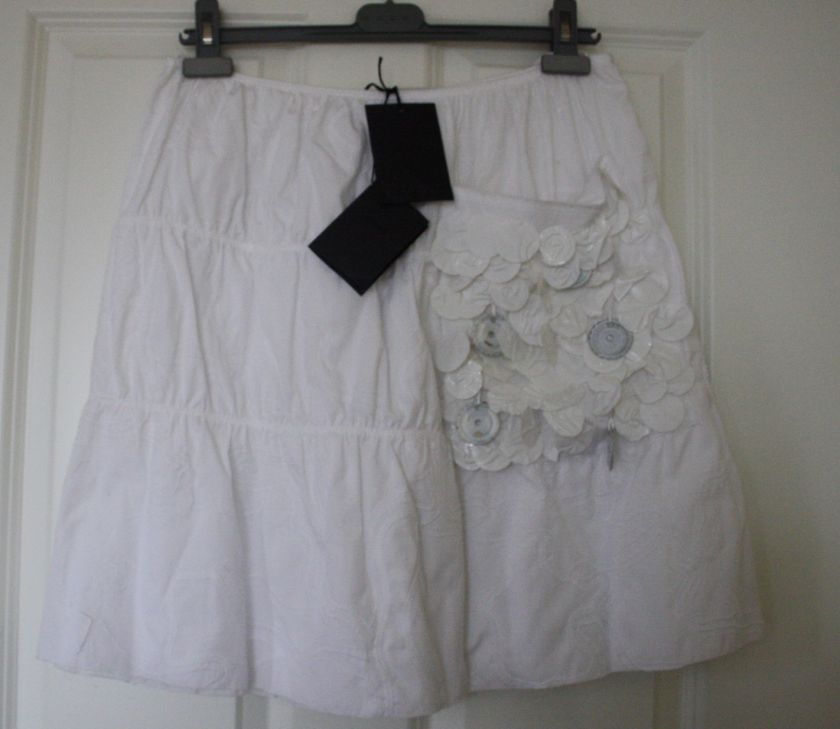 PRADA WHITE EMBELLISHED SKIRT (ITA 42) NWT  