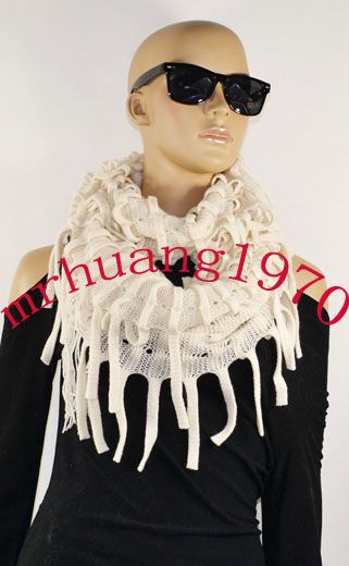 Chic Circle Knit Fluffy Loop Infinity Scarf with Fringe  