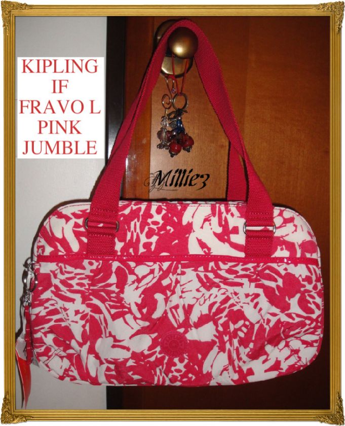 NWT*KIPLING*IF FRAVO L*SHOULDER PURSE BAG*PINK JUMBLE  