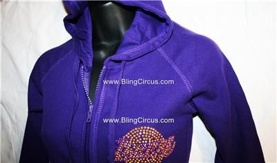 LA Los Angeles LAKERS Bling Womens Thermal Hoodie SM 3X  