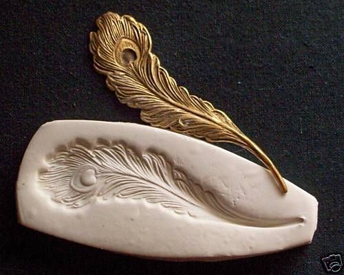 PEACOCK BIRD FEATHER ~ CNS polymer clay mold polyclay  