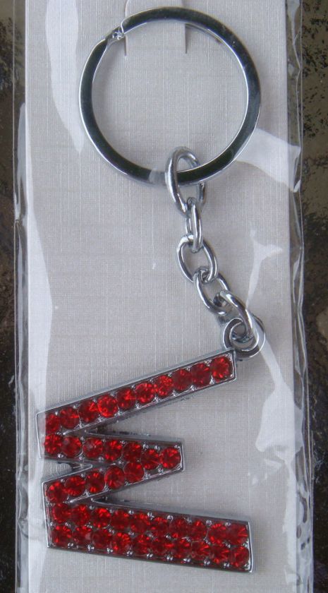 Letter Alphabet Initial Name Key Chain   Red Crystal  