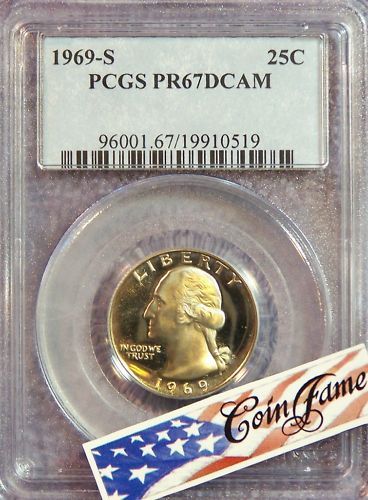 1969 S Washington 25c PCGS PR67DCAM  