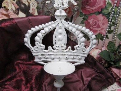 SHABBY ROYAL CROWN PILLAR CANDLEHOLDER WALL DECOR~Cottage~Chic~French 