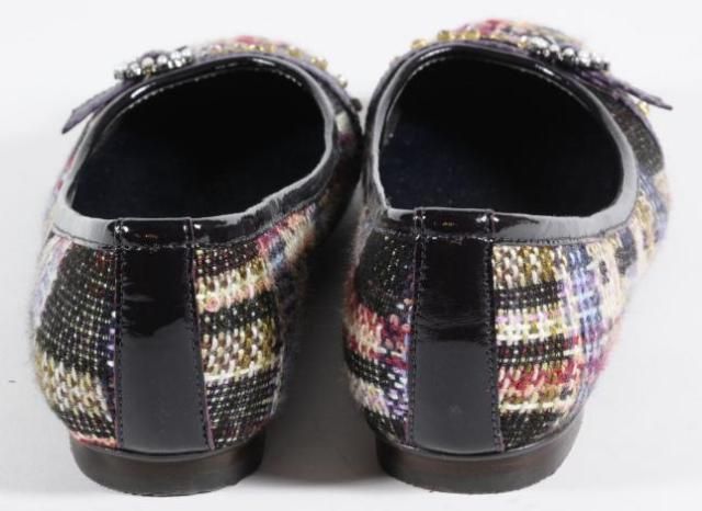 Steve Madden Barnum Multicolored Woven Wool Tweed Jeweled Ballet Flats 