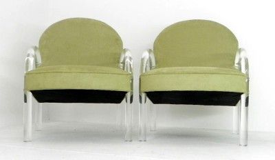 Pair of Pace Lucite Lounge Chairs Mid Century Modern  