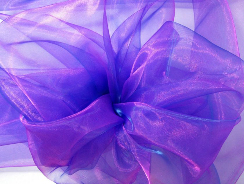B62 Purple Blue Iridescent Crystal Organza Fabric by Y  