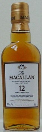 MINIATURE ~ MACALLAN SGL MALT WHISKY   12 YRS OLD w/Box  