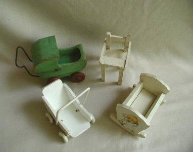   Vintage Antique Germany Stroller Buggy High Chair Cradle Doll House