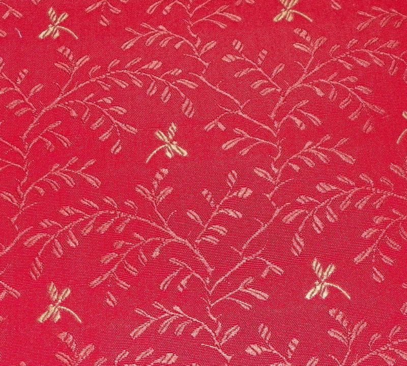 Red Dragonfly Print Damask Upholstery Fabric F176  