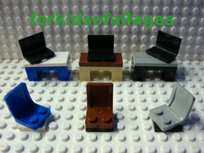 Lego City Town LAPTOP COMPUTER & DESK +Chair PICK COLOR  