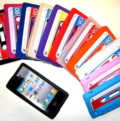 Iphone 4 Cassette Tape Recorder Skin Case Silicone USA  