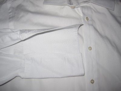 100% Auth White PINK Men Cuffed Dress Shirt Sz 15.5 / 39 Sharp  