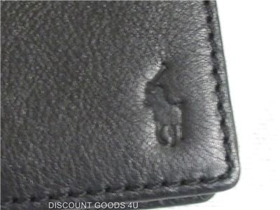 NEW POLO RALPH LAUREN MEN BLACK BI FOLD LEATHER WALLET  