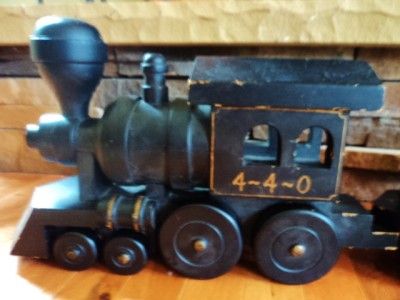 Vintage Folk Art Wooden Train Set 5ft + long Handcrafted Wood 4 4 0 