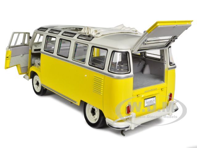 1962 VOLKSWAGEN SAMBA BUS YELLOW/WHITE 1/12 DIECAST MODEL BY SUNSTAR 