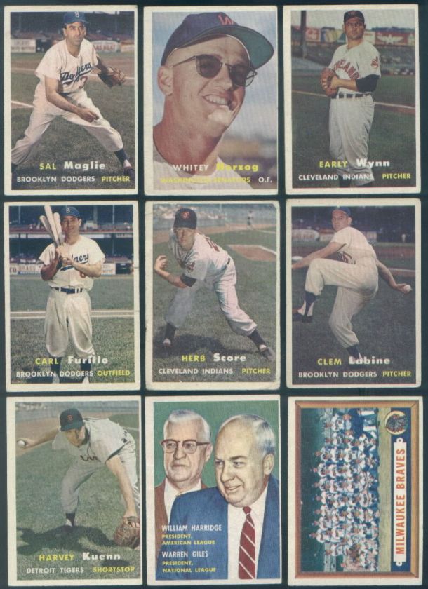 1957 Topps Baseball Complete SET Mantle Robinson Koufax VG  