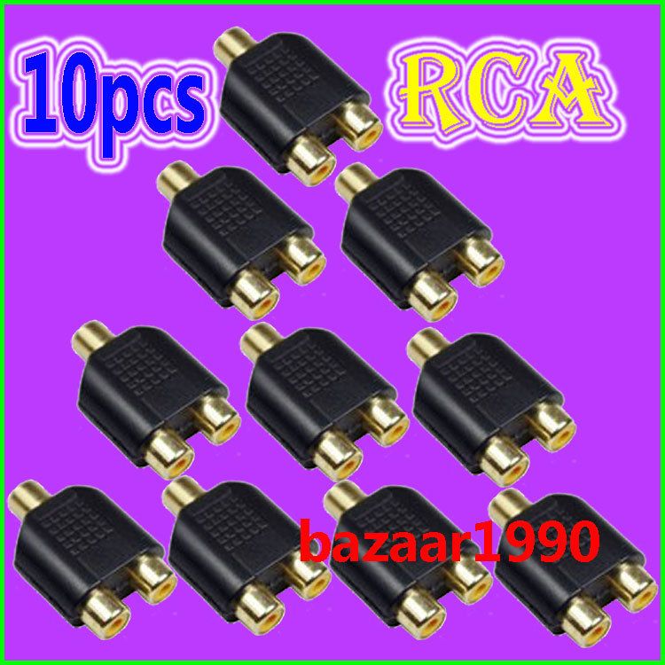 10pcs Composite AV RCA Y Splitter Coupler Female Female  