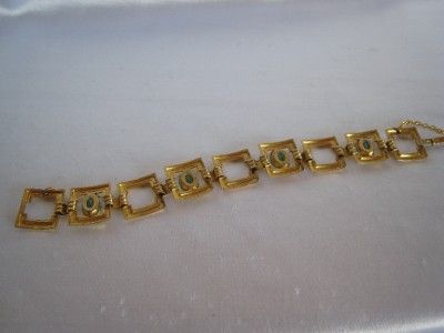 VTG 1940S RETRO BRACELET SQUARE LINKS STERLING BLUE STS  