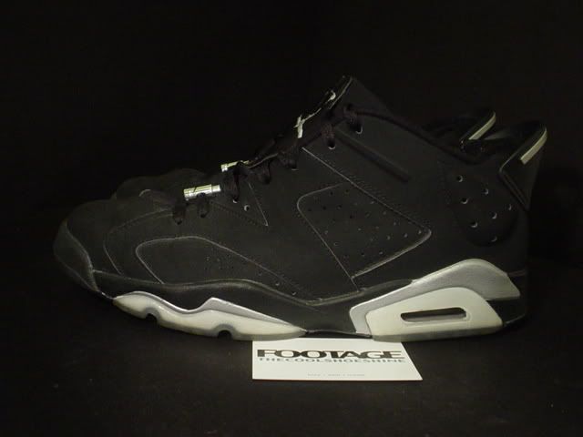 2002 Nike Air Jordan VI 6 Retro BLACK SILVER Low 12.5  