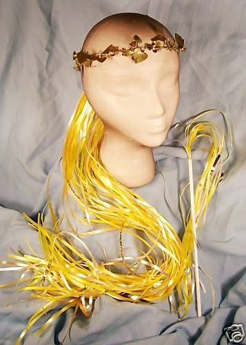 Yellow Ribbon Halo & Wand Princess Fairy Costume NEW  