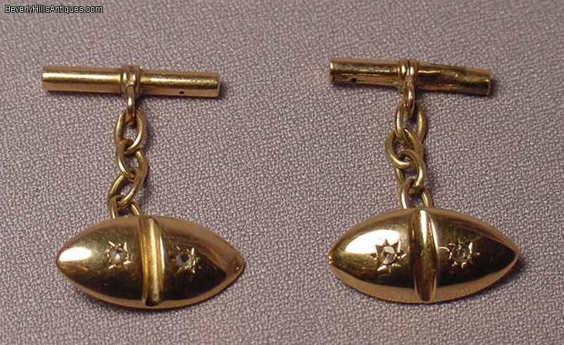 Antique 14K Gold & Diamond Cufflinks  