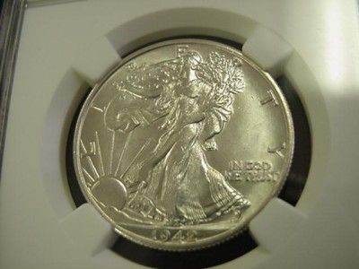 1942 D WALKING LIBERTY HALF NGC MS65 MS 65 WHITE  