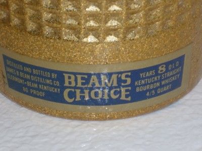   1976 GOLD GLASS DECANTER 4/5 QUART BEAM BOX TAX SEAL BOURBON  