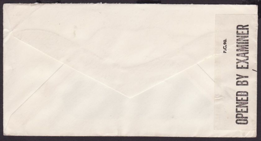 NEWFOUNDLAND CANADA 194? CENSOR COVER 7c AIRMAIL STAMP  