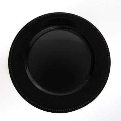 Set of 4 Round Black Beaded Charger Plates New 088235815774  