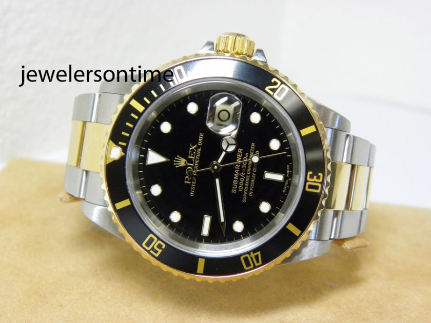 2004 Rolex 18K/SS Submariner Black SEL ref# 16613 Mint  